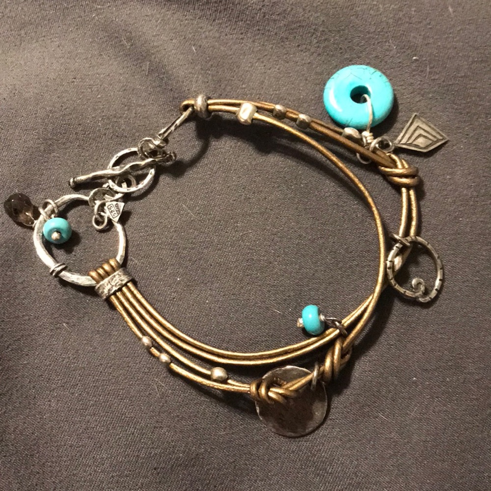 Silpada Sterling Howlite charm leather bracelet